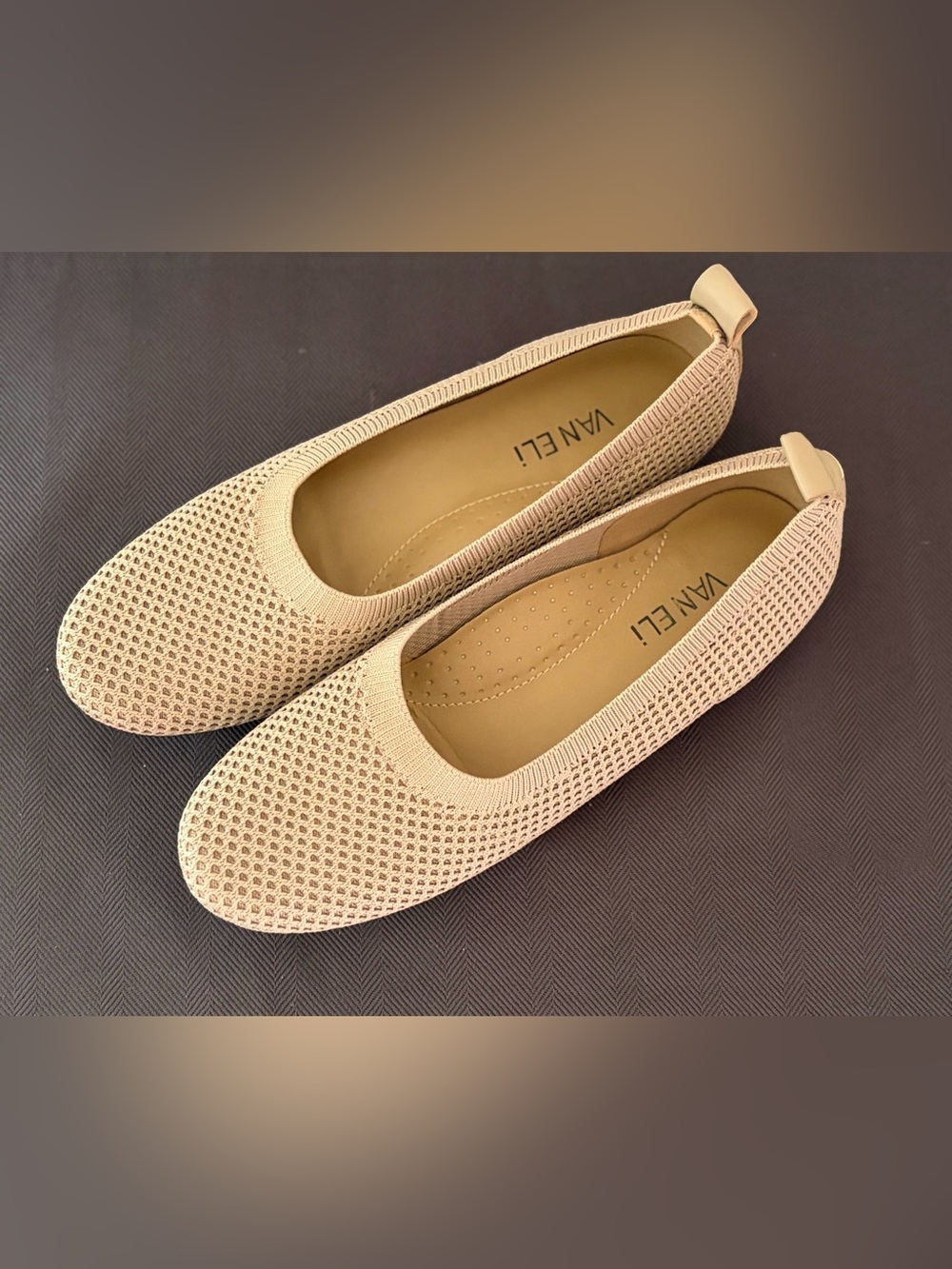 Vaneli Suvi Navy Beige Stretch Knit Ballet Flats 2142 Size 7.5 N Pristine - Picture 4 of 14